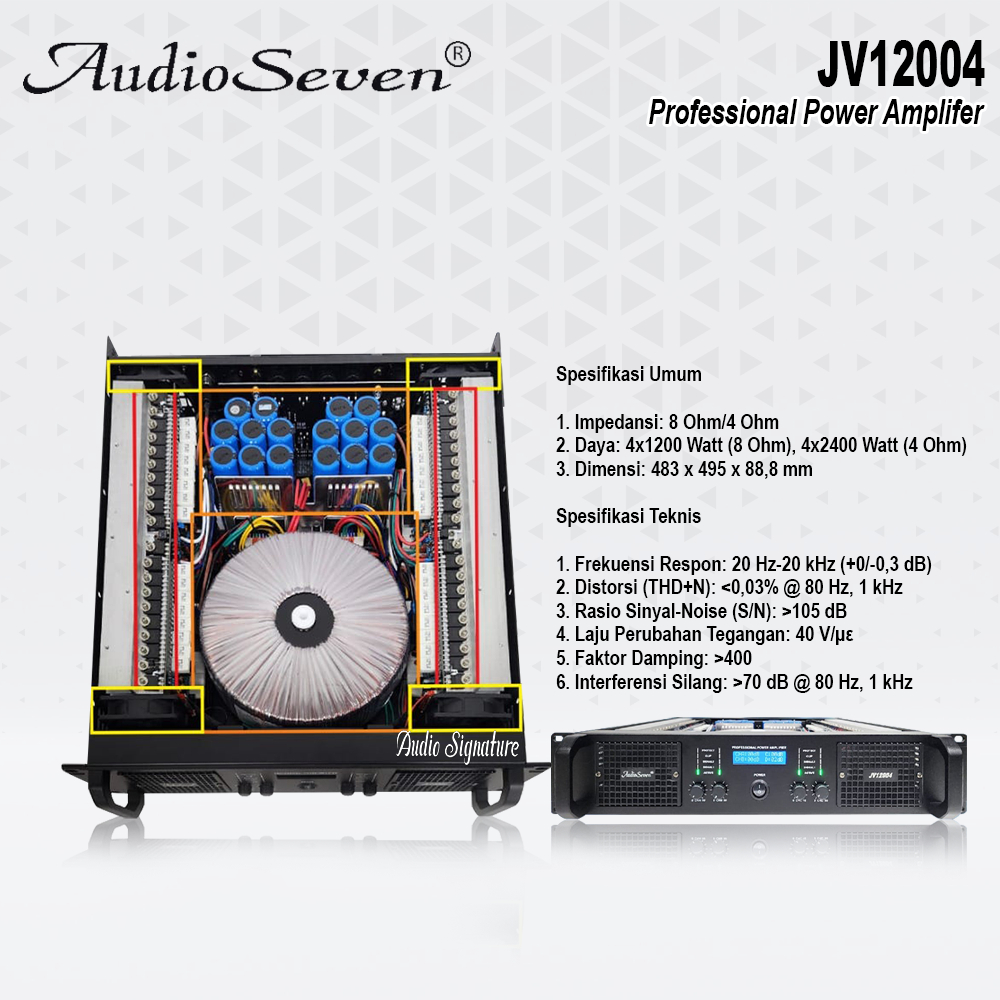 Power Amplifier 4 Channel AUDIO SEVEN JV 12004 | JV12004 Original 4 x 1200 Watt