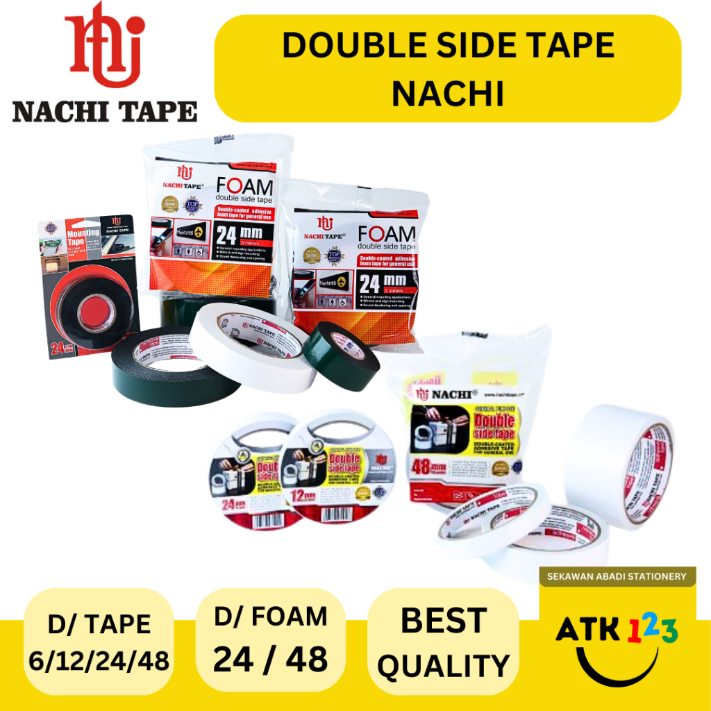 

NACHI Isolasi Double Foam Nachi 24mm 48mm Double Sided Tape 6mm 12mm 24mm 48mm