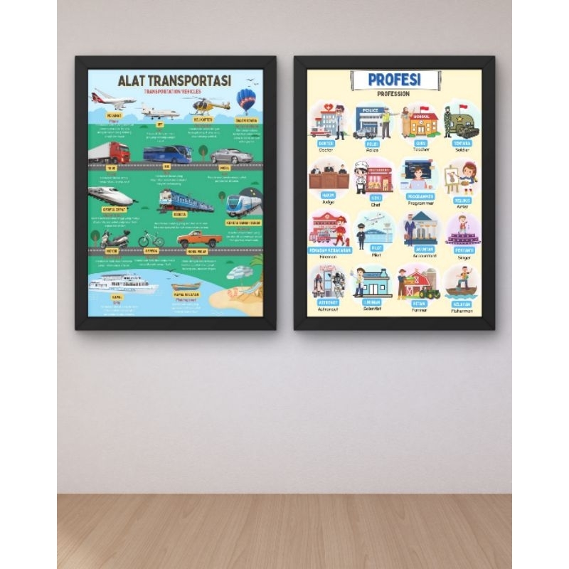 POSTER EDUKASI MONTESSORI, POSTER PROFESI, POSTER JAM, POSTER KENDARAAN