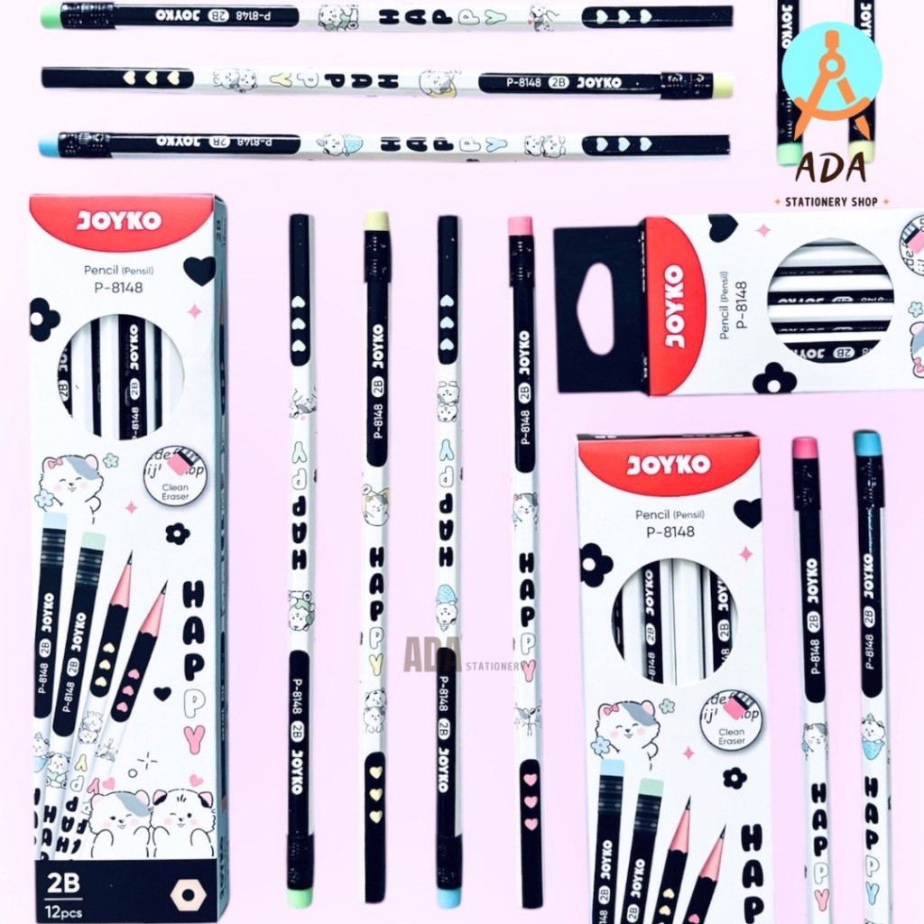 

(1 PAK 12Pcs) PENSIL 2B JOYKO P-8148/ joyko pencil/ PENSIL DENGAN GAMBAR LUCU DAN PENGHAPUS