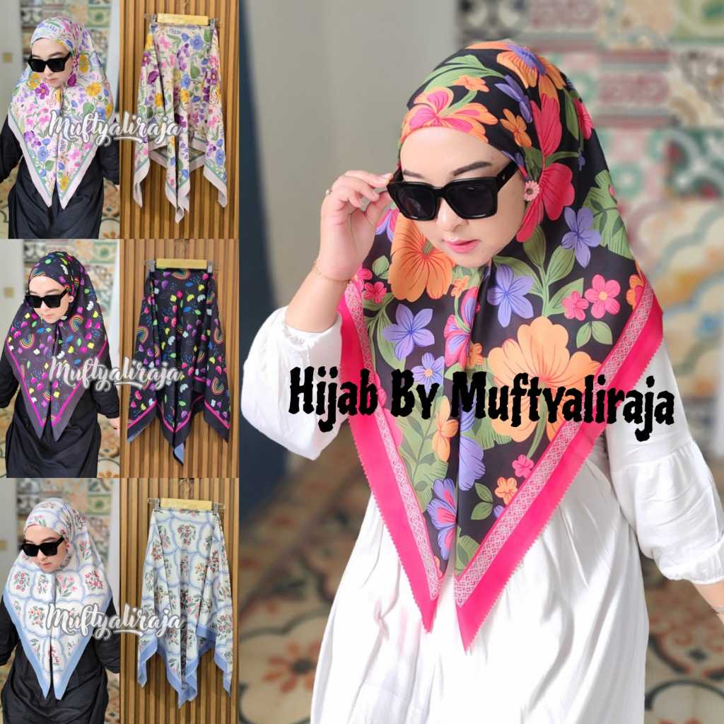 HIJAB SEGIEMPAT Motif Kerudung Voal Premium segiempat motif hijab polos denay premium