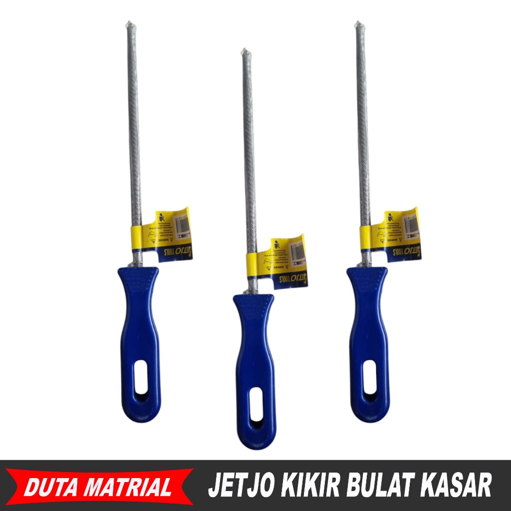 JETJO Kikir Besi Bulat Halus 10 inch 25 CM Gagang PVC / ROUND FILES SMOOTH CUT Tahan Lama Dan Berkua