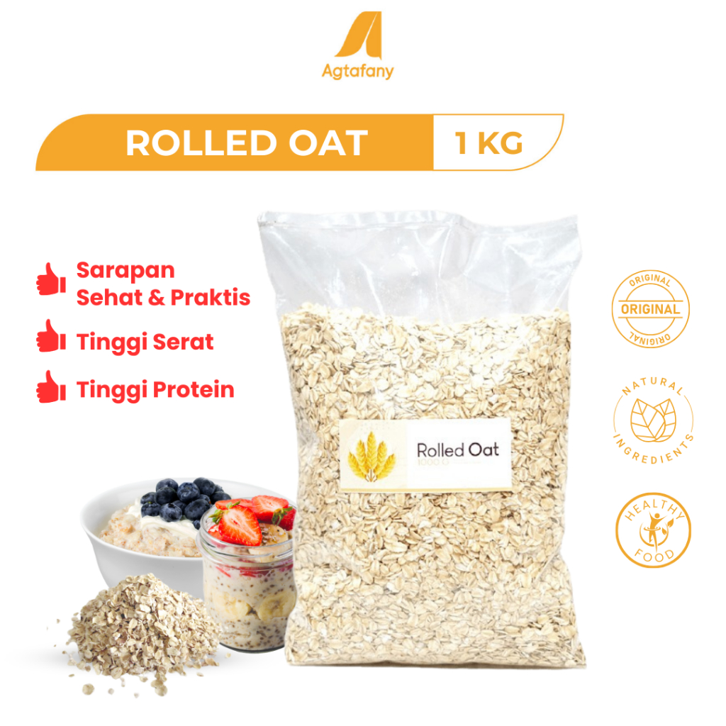 

Reguler Rolled Oat 1 Kg - Oatmeal Gandum Utuh Original Makanan Sarapan Sehat Oatmeal Sereal Oat Overnight Praktis Kaya Serat Rendah Kalori