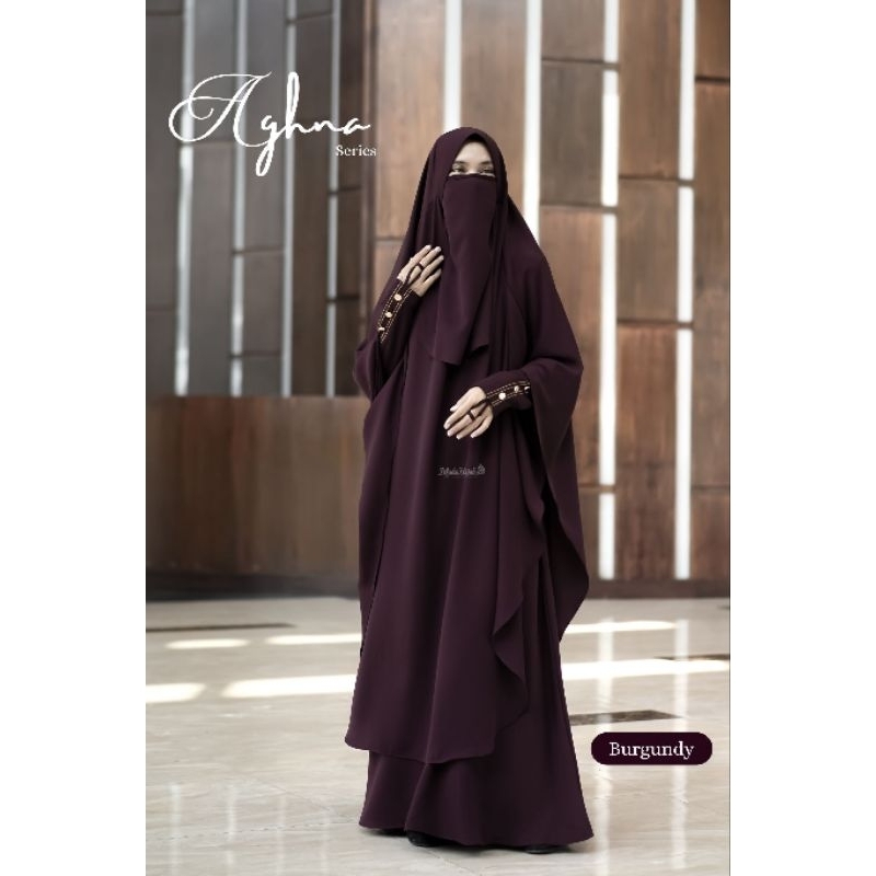 RJ3 READY Aghna Series Gamis Set Jilbab Instan French Khimar Cadar Syari Jetblack Baby Yoris Afada