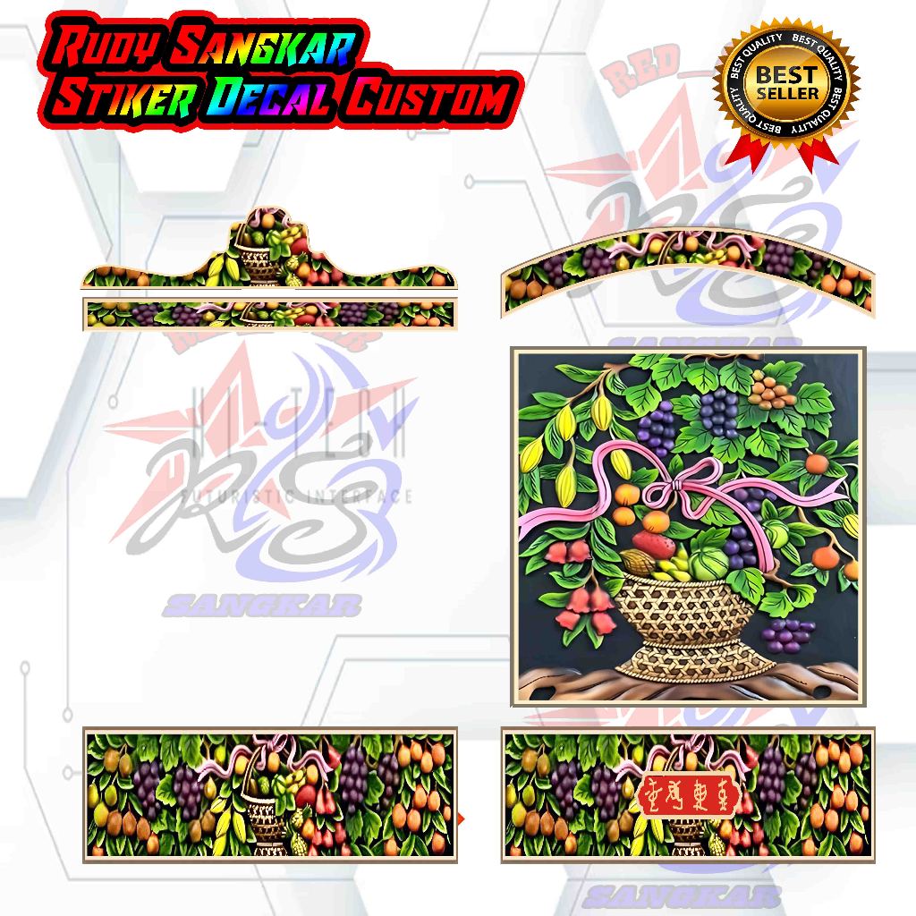 STIKER DECAL SANGKAR BURUNG STIKER SANGKAR BURUNG MOTIF BUAH STIKER DECAL SANGKAR KHOSAN MOTIF BUAH