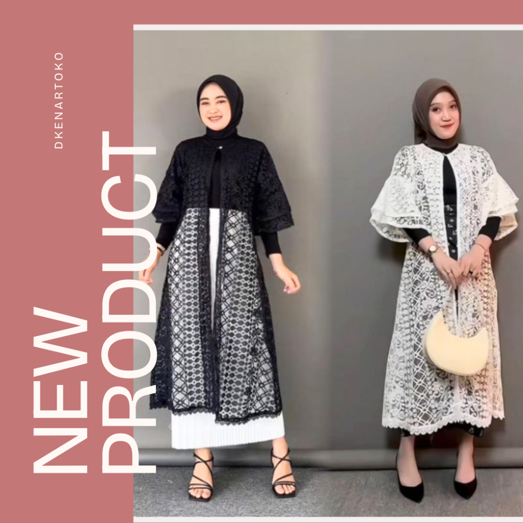 Orelle Outer Brukat - Cardigan Brokat Lengan Pendek|Brokat Lengan Pendek Ruffle atasan outher