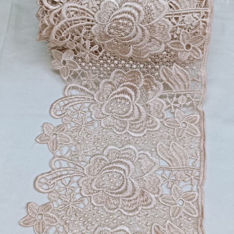 RENDA GIPER LEBAR 20CM/PINGGIRAN MUKENA/RENDA LIST ROK