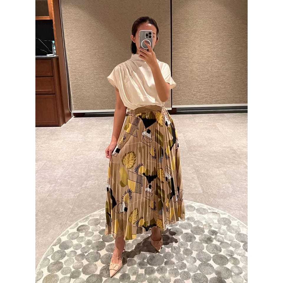 HNGK Zephyr Skirt Rok Motif Plisket Lidi Bangkok Pleated Korea Premium