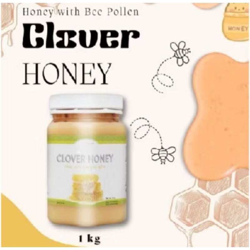 

clover honey 1kg exp 2026 mei free sendok kayu
