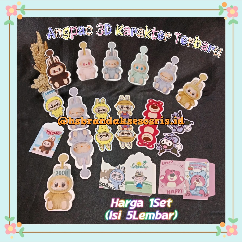 

(5PCS) ANGPAO LIPAT LEBARAN 2SISI TERBARU / ANGPAO IMLEK LABUBU SANRIO / AMPLOP 3D IDUL FITRI KARAKTER LUCU / ANGPAU SINCIA GEMOI / AMPLOP VIRAL / PLB7321