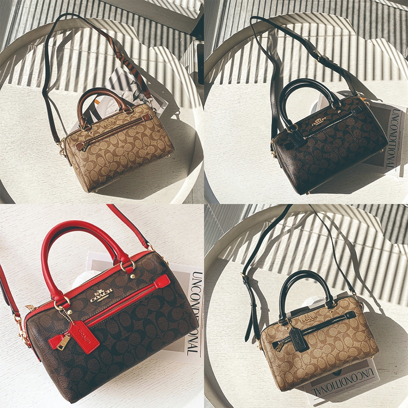 COACH Rowan Shoulder Bag Tas Boston Tas Wanita Tas Bantal Tas Tas Tangan Bunga Tua Tas Selempang Tas