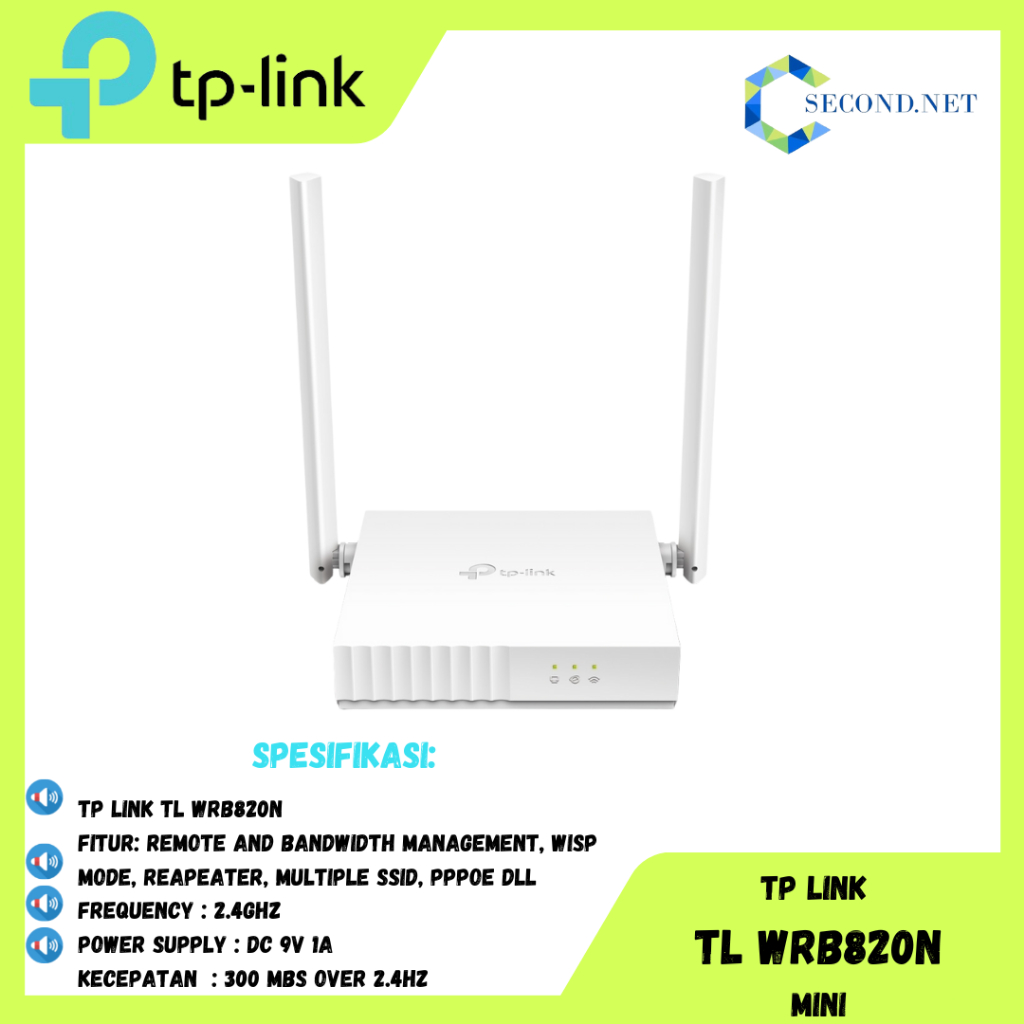 ROUTER TP-LINK TL-WR820N WIRELESS 300MBPS BEKAS MIGRASI CABUTAN INCLUDE ADAPTOR