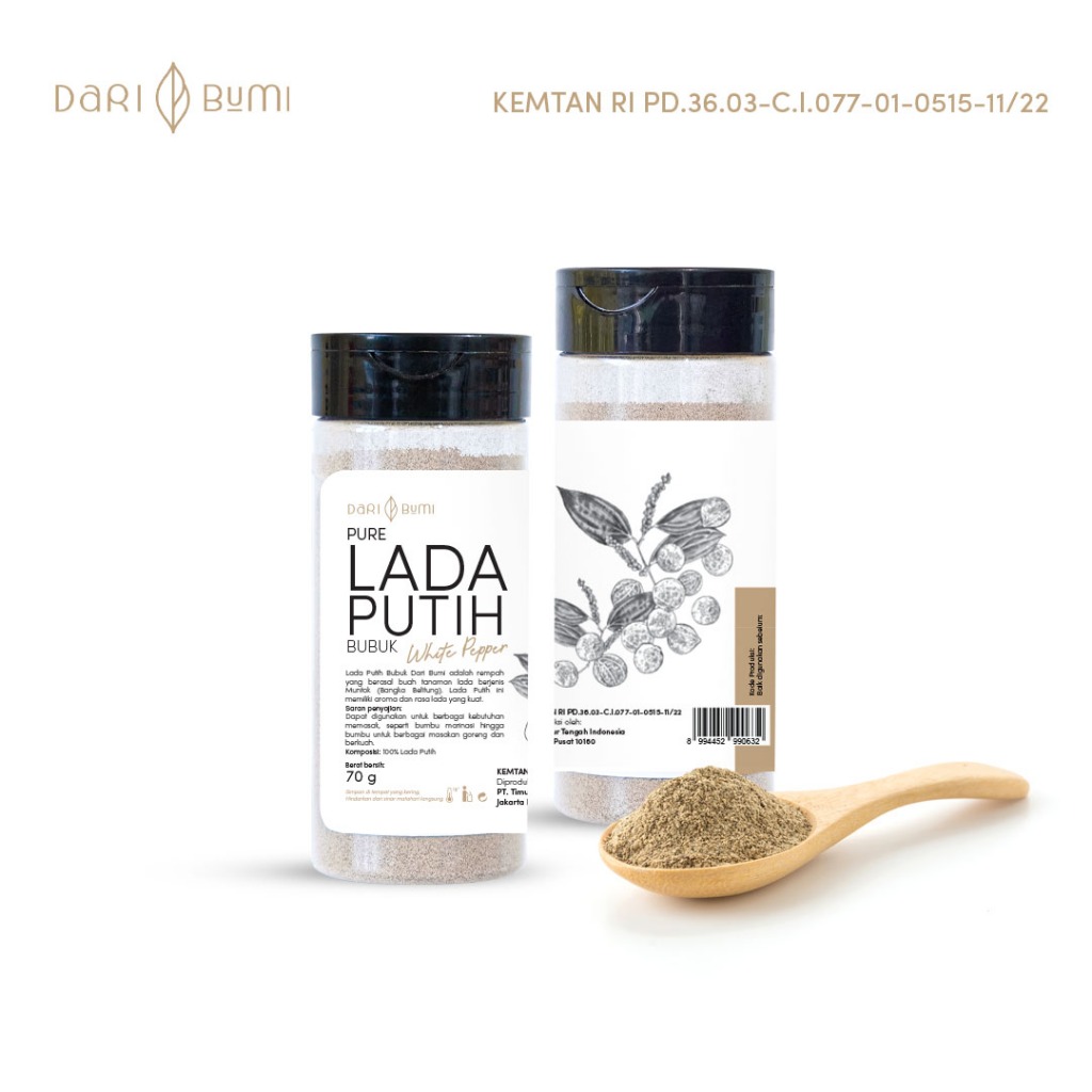 

Dari Bumi [ Jogja Yogyakarta ] Lada Putih Bubuk 70 gr Premium