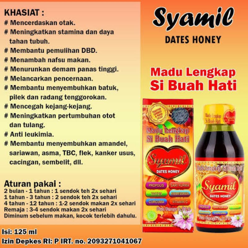 

Madu Buah Hati Syamil Dates Honey 125 mL