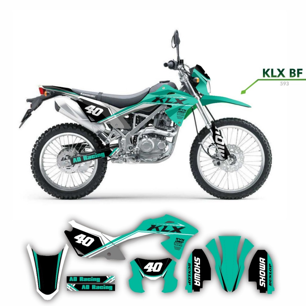 DECAL STIKER MOTOR KLX BF 150 G MOTIF HITAM HIJAU SIMPLE