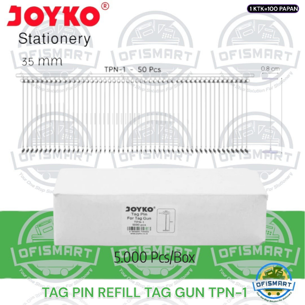 

Joyko Refill Tag Gun Label Harga Merk TPN-1 Tag Pin | @1Box=5.000 PCs