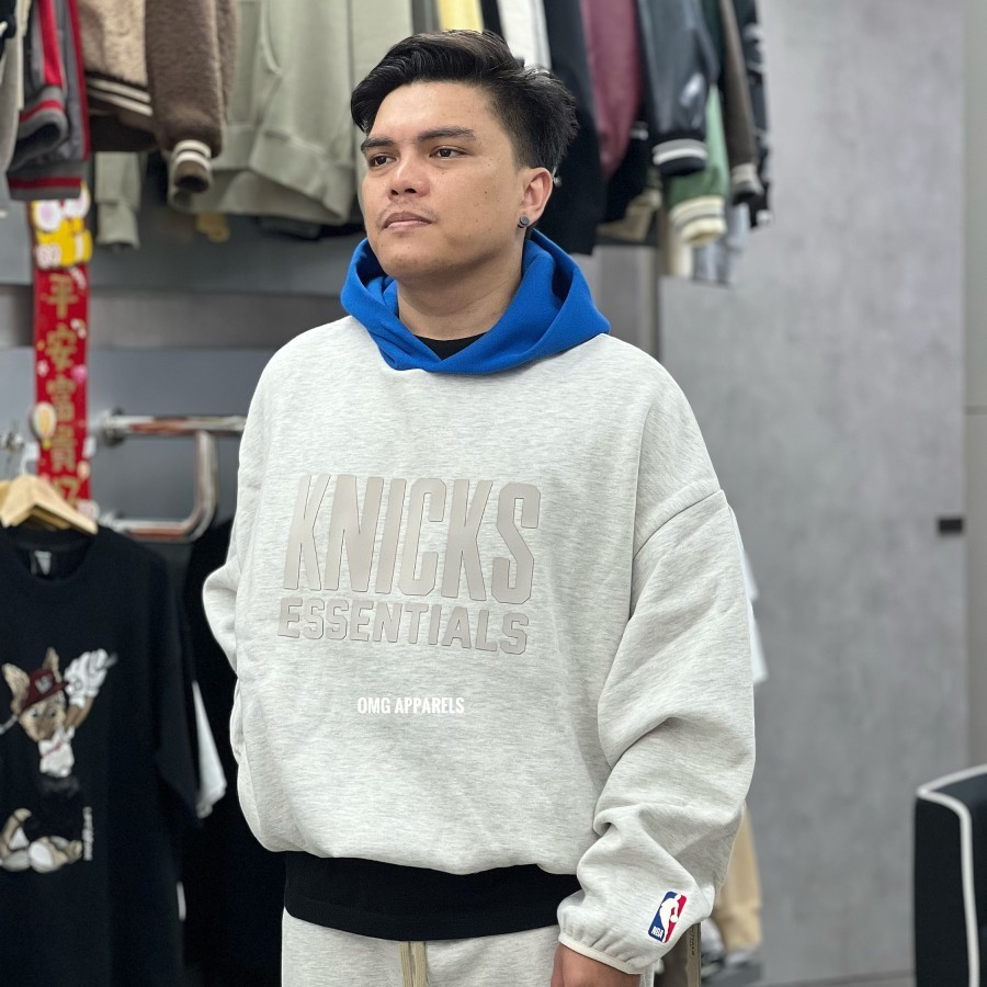 Fear of God Essentials NBA Knicks Grey Blue Hoodie