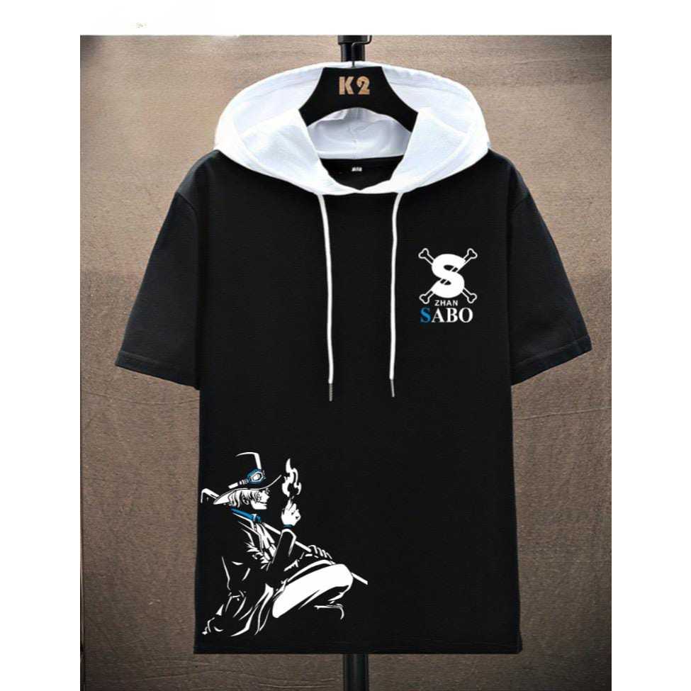 Kaos Hoodie Lengan Pendek Pria Terbaru Hoodie Distro Sabo Hoodie Anime kaos sabo hitam Mukzhop
