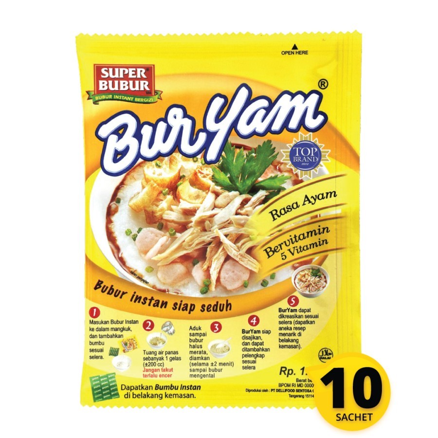 

Super Bubur Buryam Rasa Ayam 1 Renceng = 10 Sachet (22 Gram) - Bubur Instan - Super Bubur