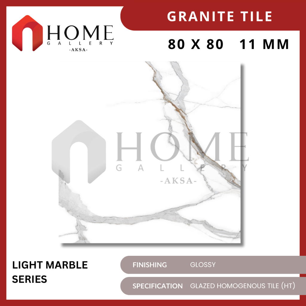 Granit Lantai 80x80 IKAD Light Marble Series Glossy Seneca White