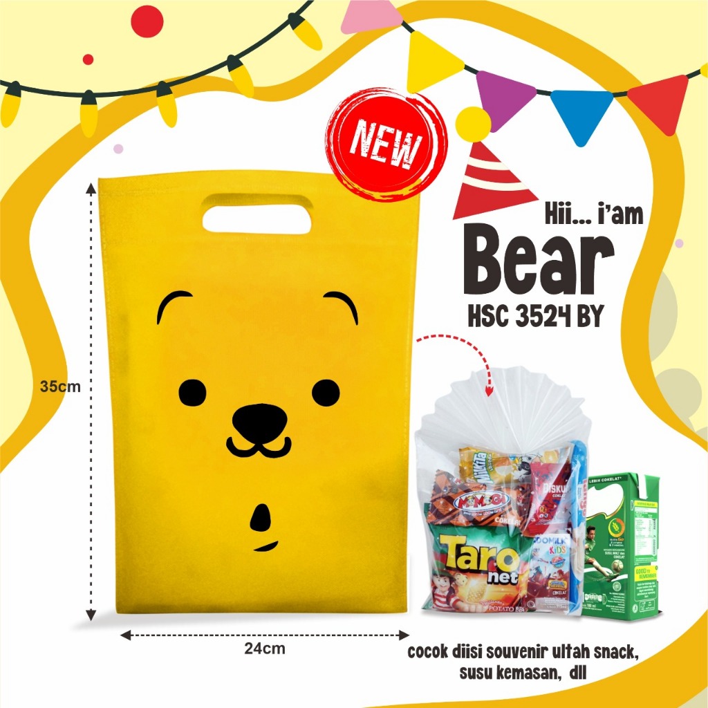 

[BISA CUSTOM] Goodie Bag Birthday Tas Animal Goodie bag Birthday ANIMAL Tas Birthday Tas bingkisan snack Ultah Anak Tas Spunbond Birthday Anak 35x24