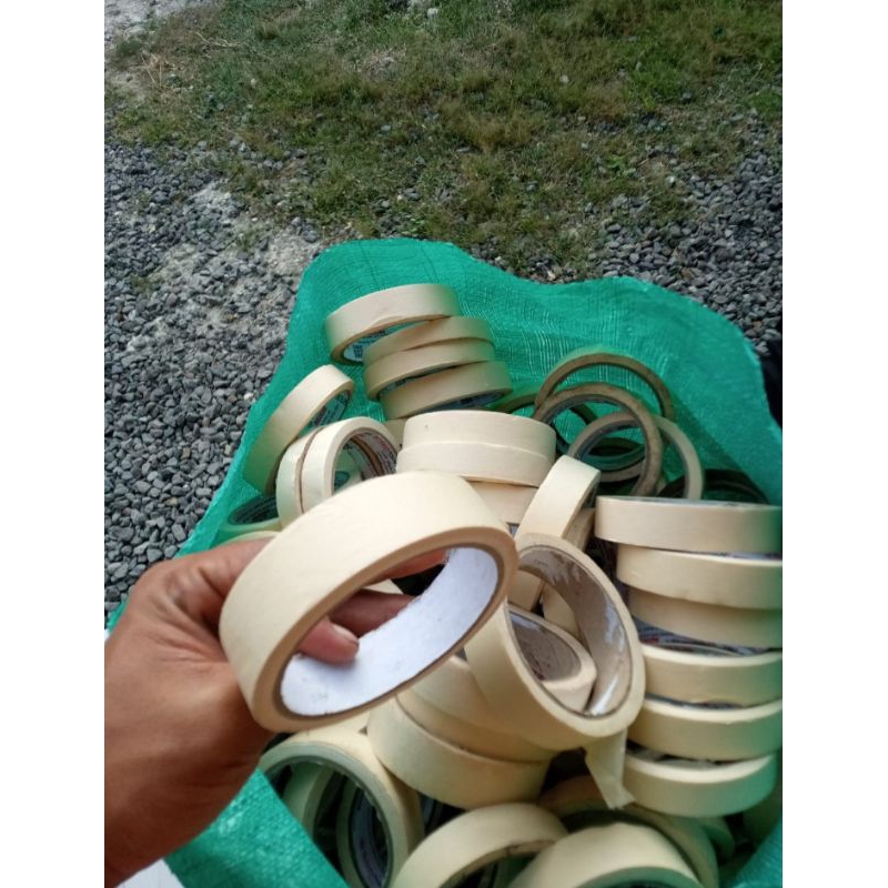 

isolasi kertas kiloan ukuran 2 jari ||masking tape murah||lakban kertas||lakban kiloan||solasi riject