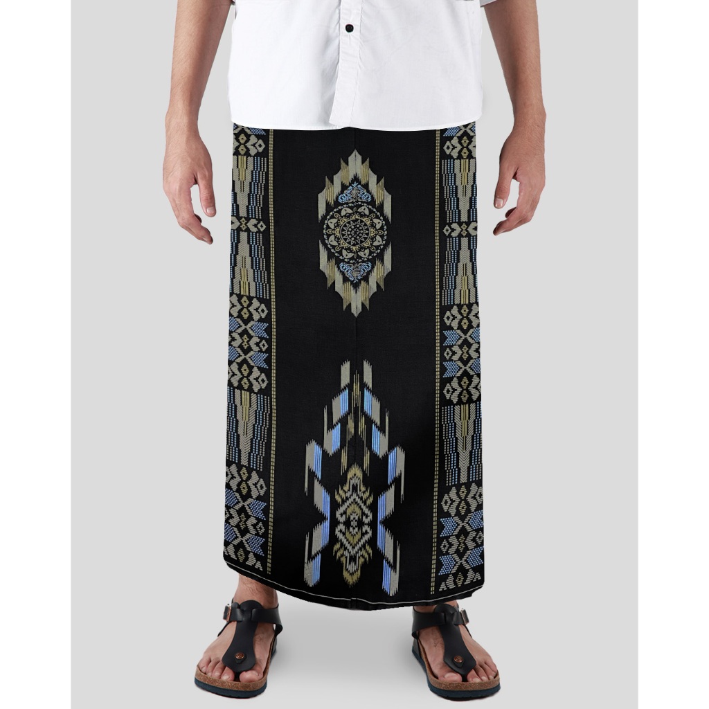 Sarung Mangga Gold Kembang DGW Hitam Abu Kuning Biru GKDGW43
