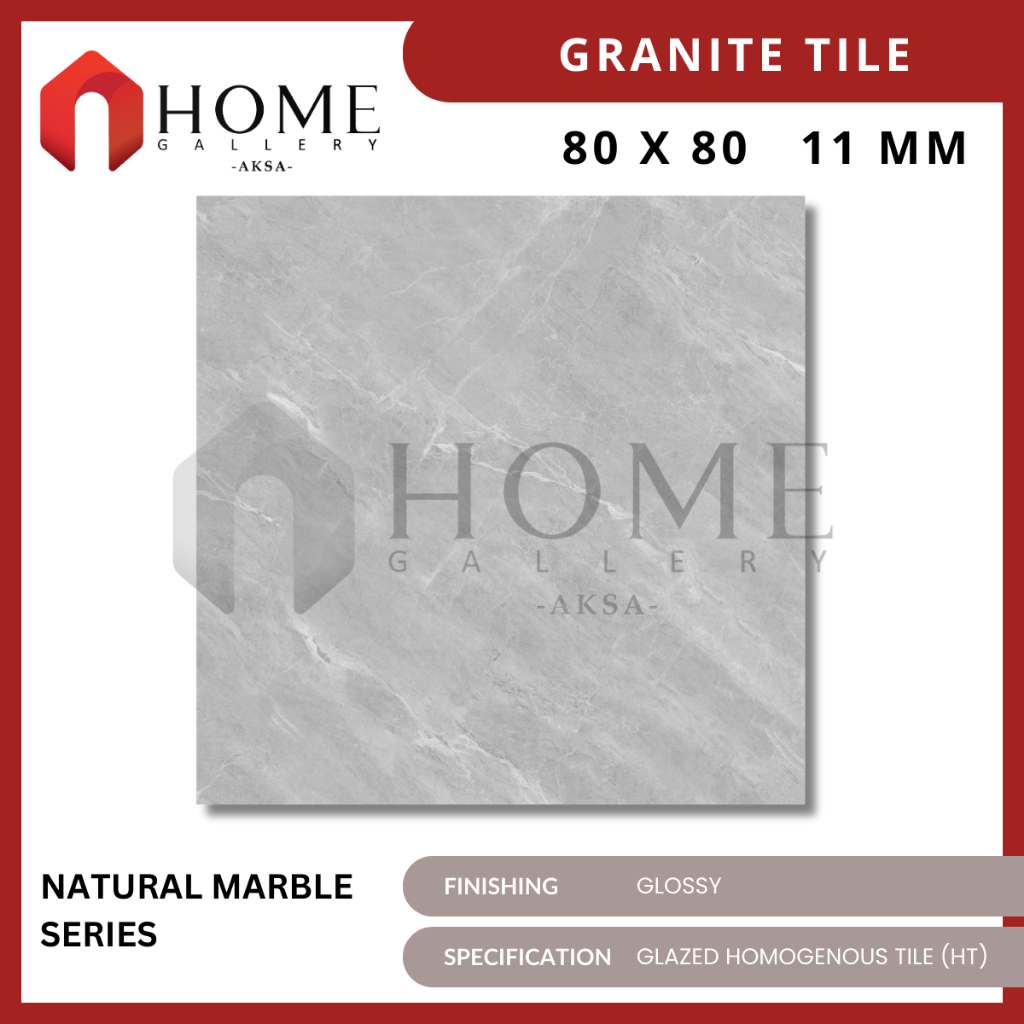 Granit Lantai 80x80 IKAD Marble Series Glossy Oregon Grey