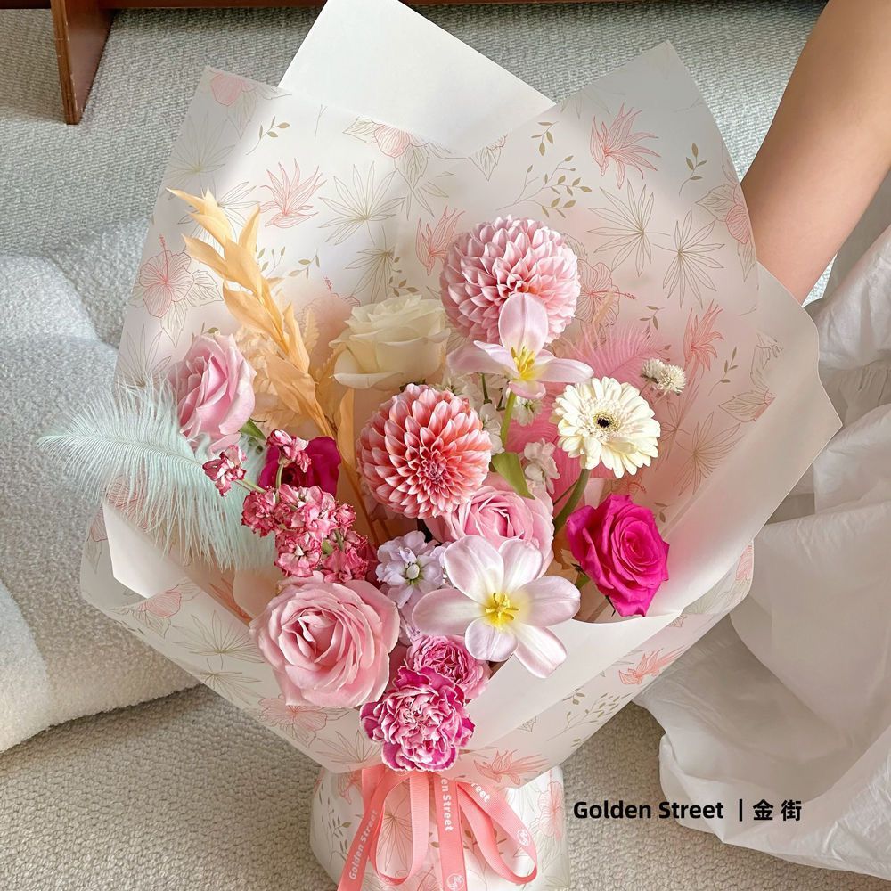 

(20Lembar) Kertas Bunga Buket / Flower Motif Semi Transparent Opp Wrapping Paper Cellophane Florist