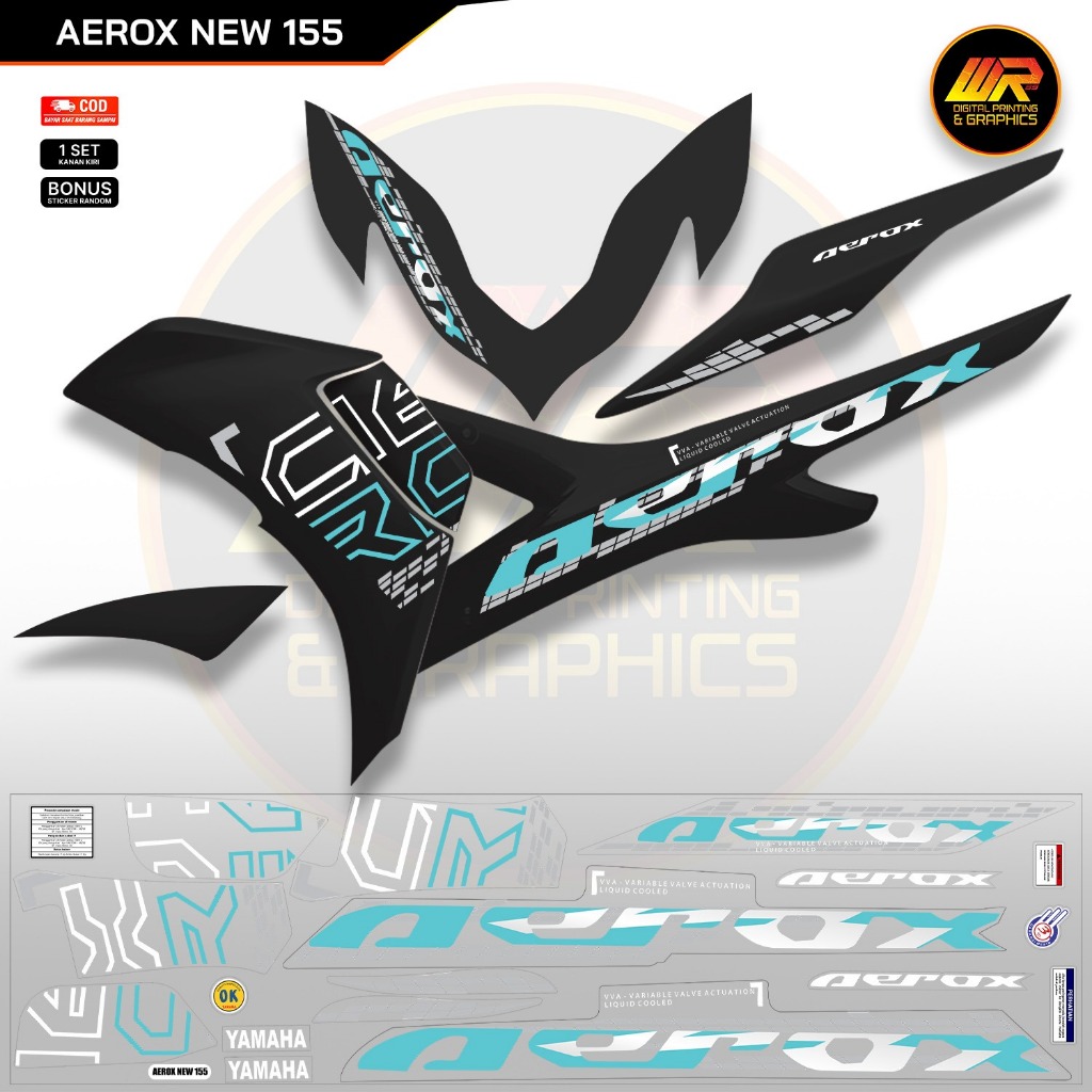 Striping Transparan Aerox new 155 NVX Bahan Polet Sticker Original Yamaha Aerox Variasi Color New Ba