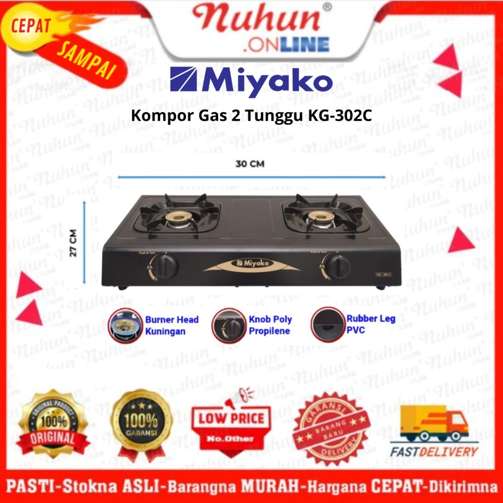 MIYAKO KOMPOR GAS 2 TUNGKU KG302C / KG 302C / KG-302 C