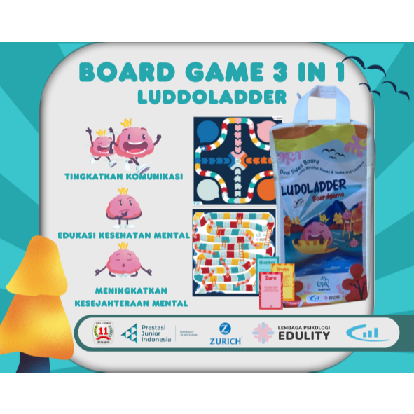 BOARD GAME PENGURANG STRES LUDOLADDER Game board 3 in 1 Truth or dare