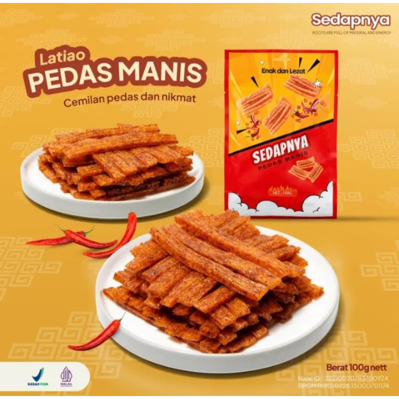 

Cemilan Pedas Manis Latiou 100gr Gluten Spicy Stick Sedapnya tidak keras aman dikonsumsi Halal & BPOM Stick pedas kaya rasa enak gurih