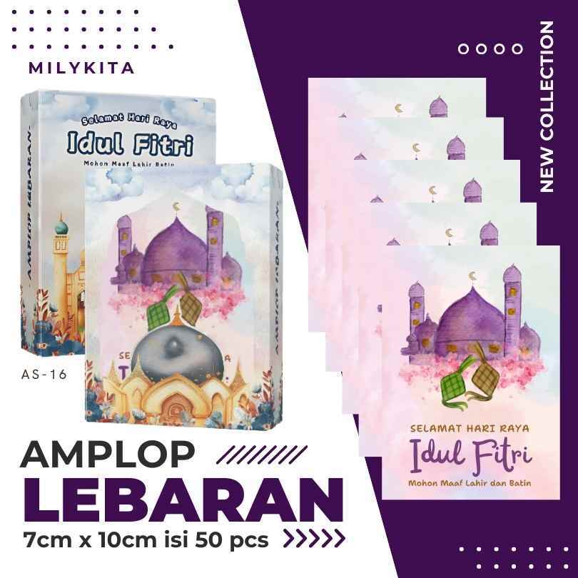 

Amplop Lebaran Idul Fitri Premium Sedang Box isi 50pcs Angpau Motif 2025 Uang lipat 1 kali