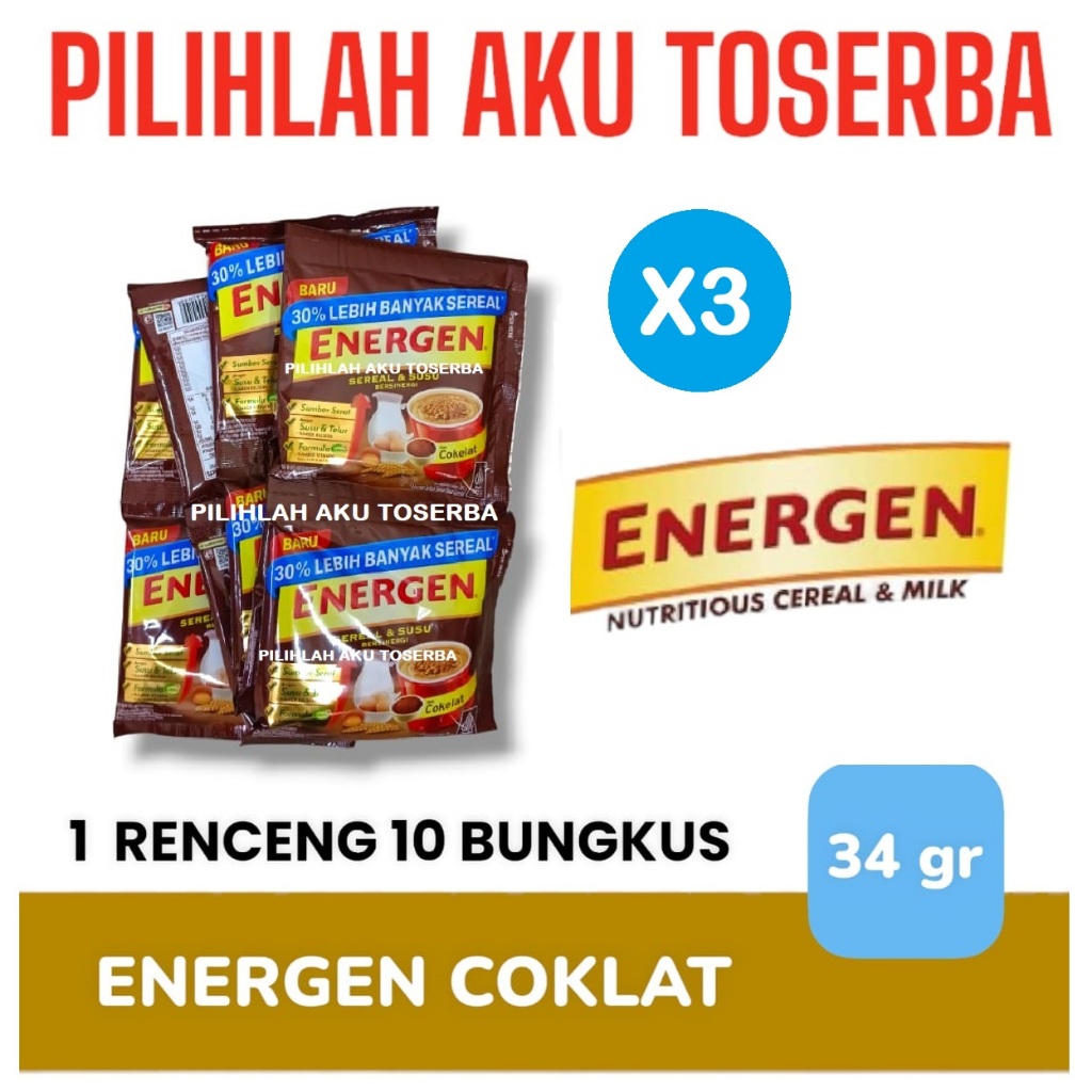 

Energen COKELAT COKLAT Renceng 34gr x 10 Sachet - ( HARGA 3 RENCENG )