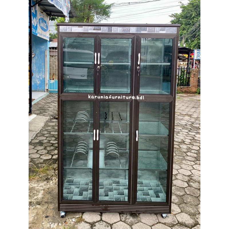 RAK PIRING BOX ALUMINIUM 3PINTU | RAK PIRING KACA RIBEN | RAK PIRING FULL TUTUP | KHUSUS BANDAR LAMP