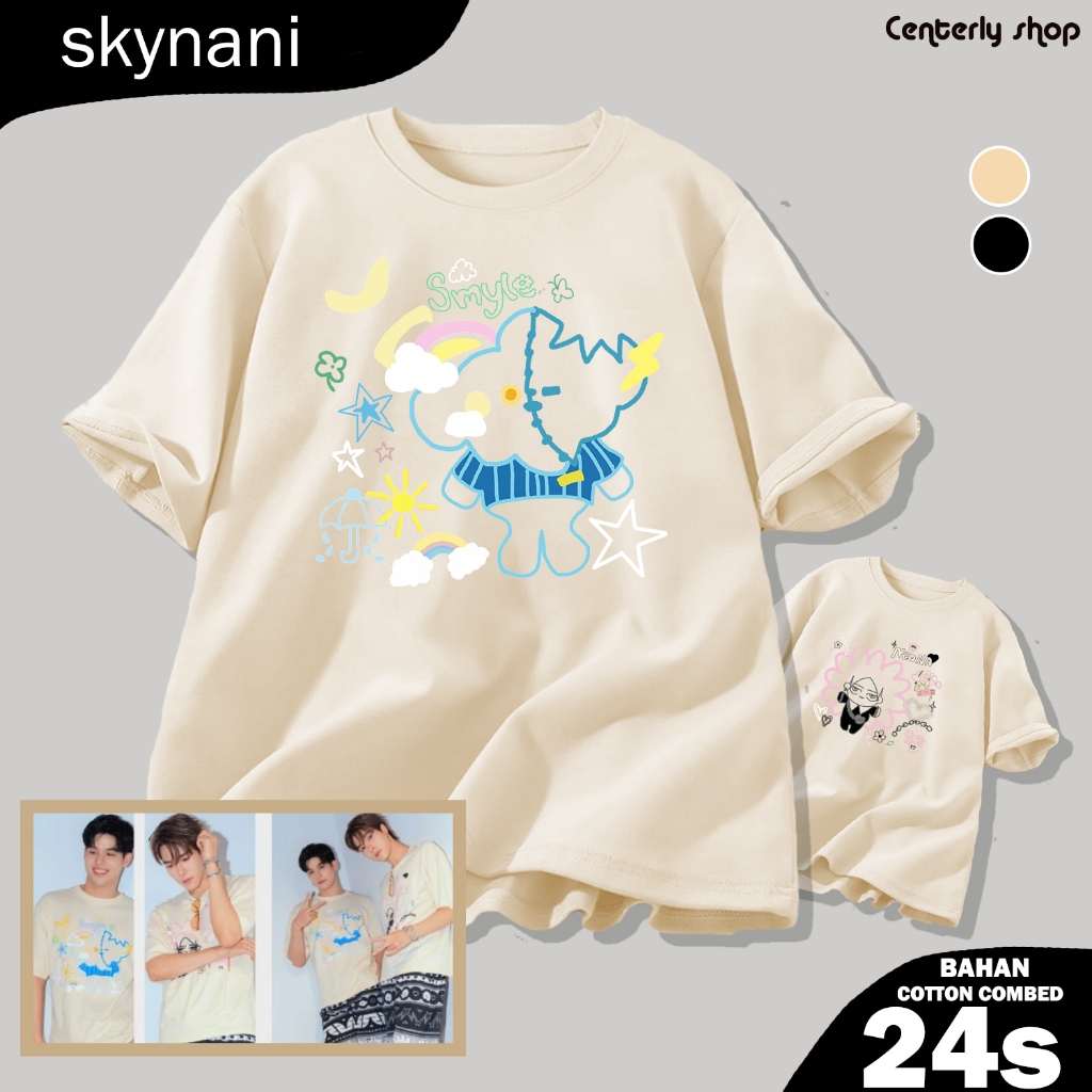 Kaos thaienthu Skynani Smyle Neona Thailand Katun combed 24s Unisex oversize GMM cp