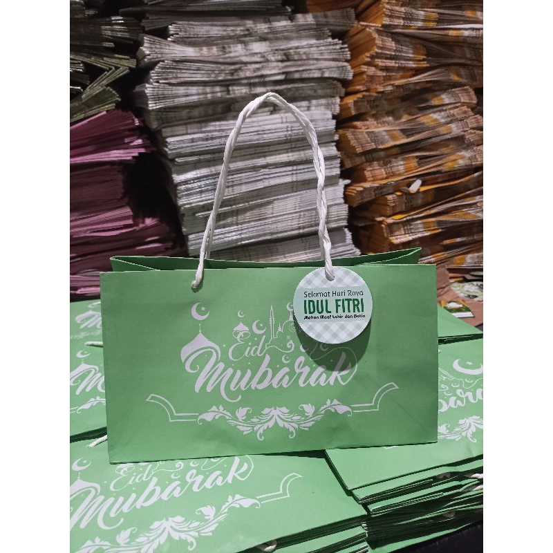 

Paperbag eid Mubarak 27-13-15cm @10pcs free hangtag