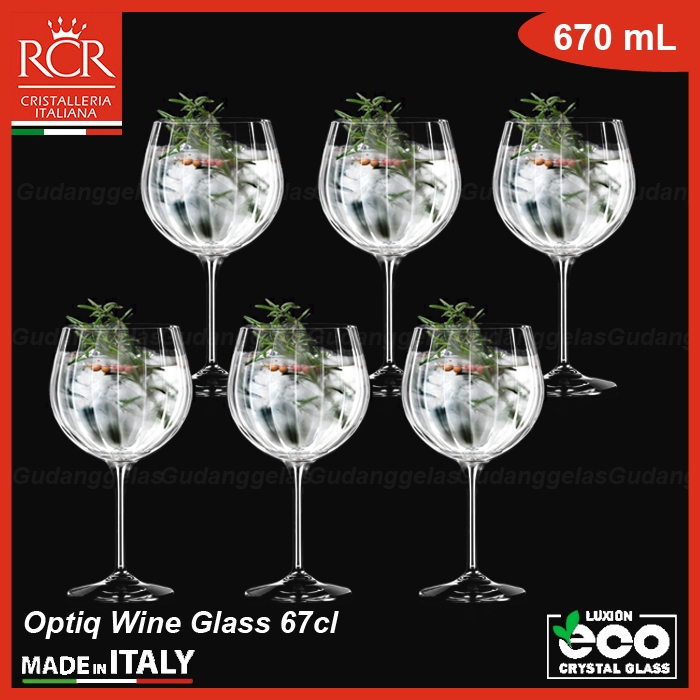 1 SET 6 PCS RCR Crystal Optiq Gelas Kaki Cocktail/RCR Gelas Kristal/RCR Gelas Kaki Wine/Gelas Kaki K