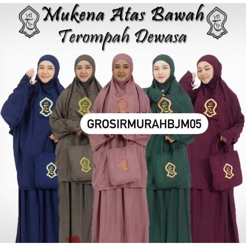 Mukena Terompah Atas Bawah Bahan Katun Rayon // Mukena Katun Rayyon Polos