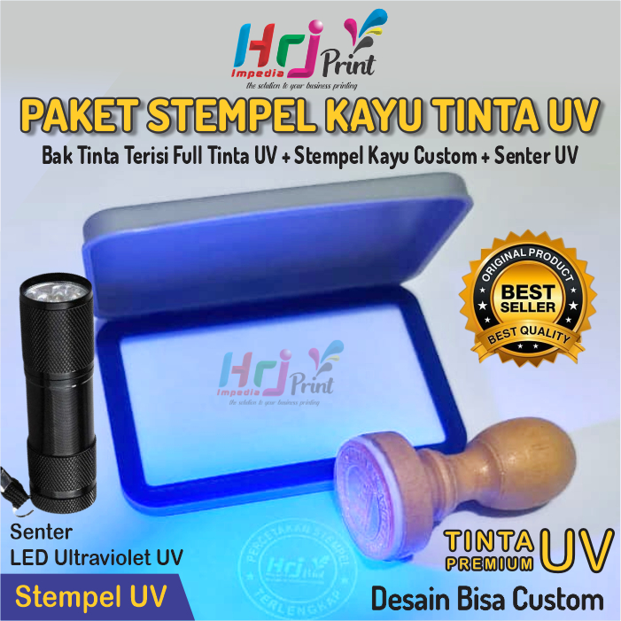 

Cetak Stempel UV Custom | Paket Stempel Kayu Tinta UV + Senter UV | Stempel Custom Tinta UV