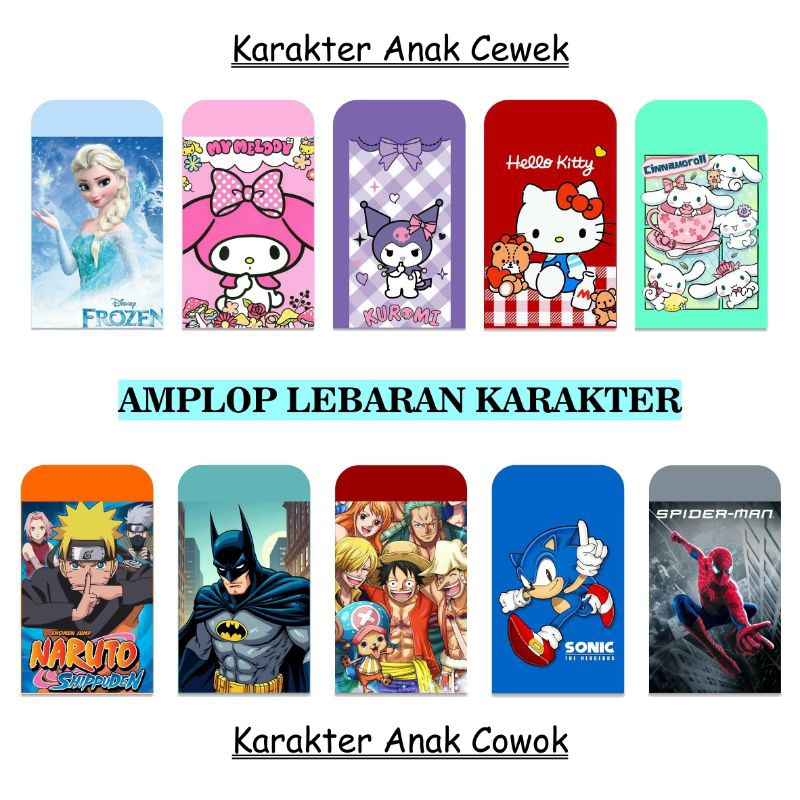 

AL03 AMPLOP THR Angpau Lebaran Karakter Anak Cowok Cewek Ukuran Kecil isi 10 pcs