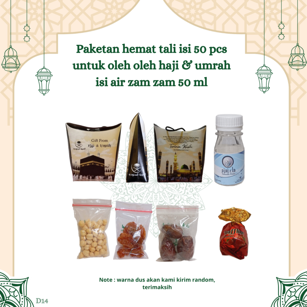 

G&C 50 pcs paketan hemat tali untuk oleh oleh haji dan umroh ( botol isi air zamzam 50 ml )