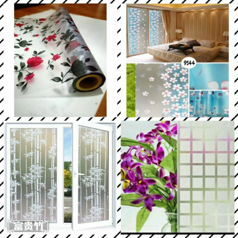 Premium Sticker kaca sandblast stiker kaca pintu jendela kaca buram polos kotak bamboo