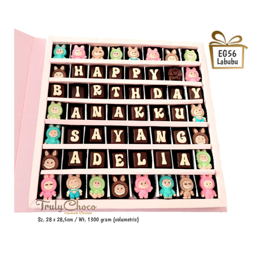 

trulychoco kado coklat box birthday untuk anak cewek cowok tema labubu bisa custom free kartu ucapan