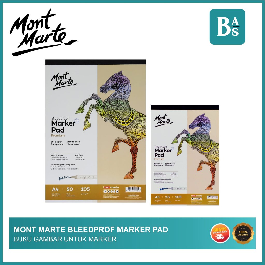 

MONT MARTE - Bleedproff Marker Pad - A4 5 Lembar /A5 25Lembar - Buku Gambar - Bali Art Supplies