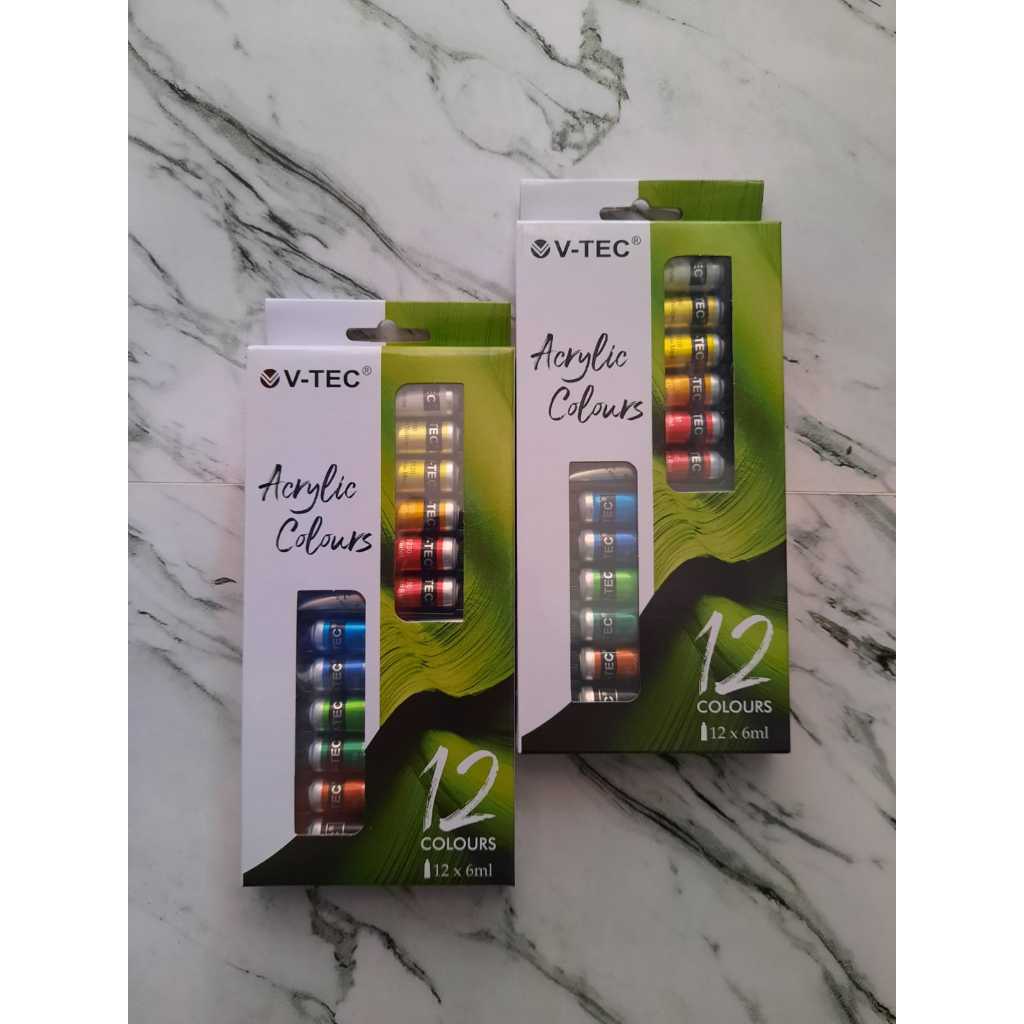 

Acrylic Colours 6 ML Set VTEC CAT AKRILIK 12 WARNA