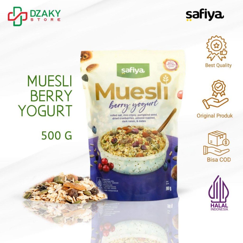 

Muesli Berry Yogurt Sereal Sehat With Almond Premium - Authentic Safiya Food 500gr