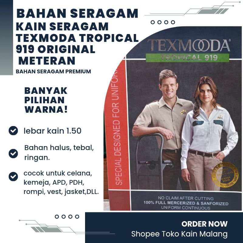 KAIN TEXMODA TROPICAL/BAHAN SERAGAM TEXMODA TROPICAL ORIGINAL BANYAK PILIHAN WARNA, METERAN (HARGA P