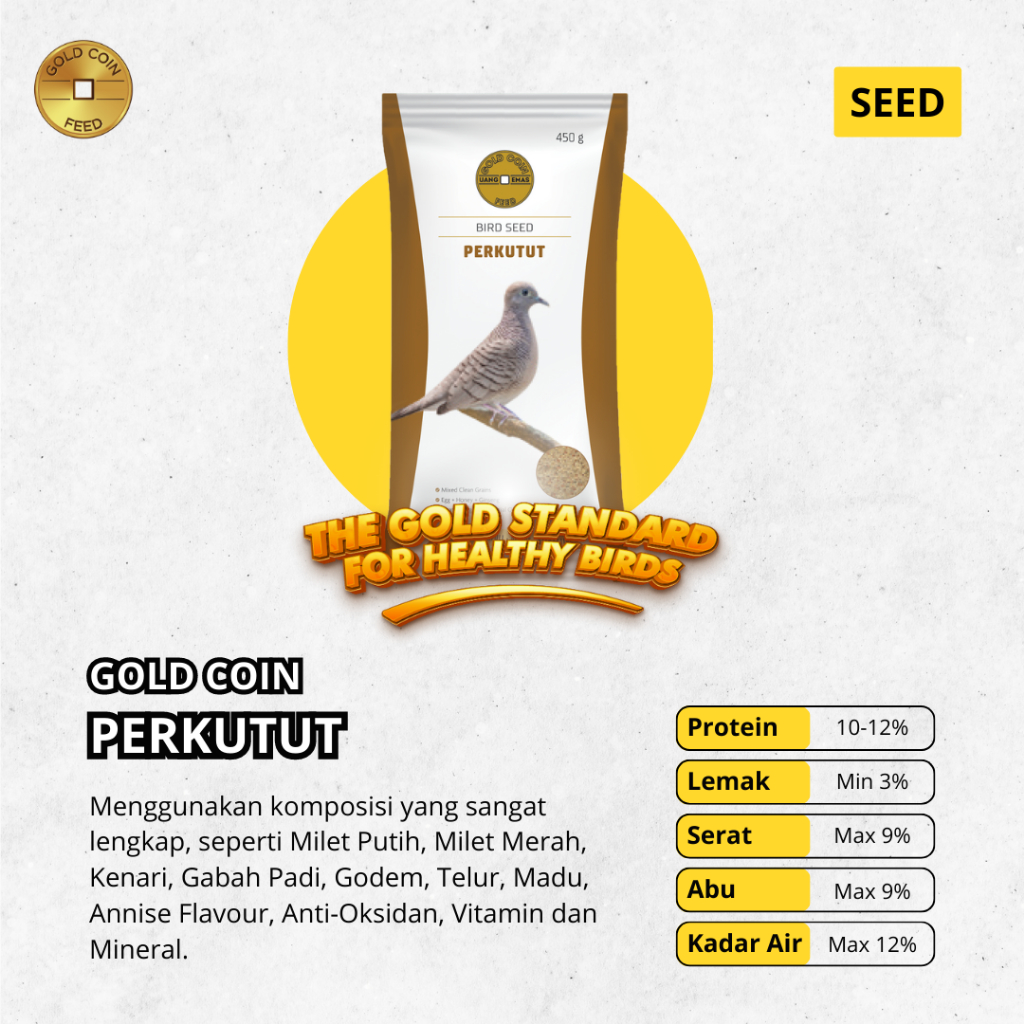 GC PERKUTUT, GOLD COIN PERKUTUT, GOLD KOIN PERKUTUT, PAKAN BURUNG PERKUTUT